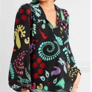 Rixo Orlagh Printed Silk Blouse L